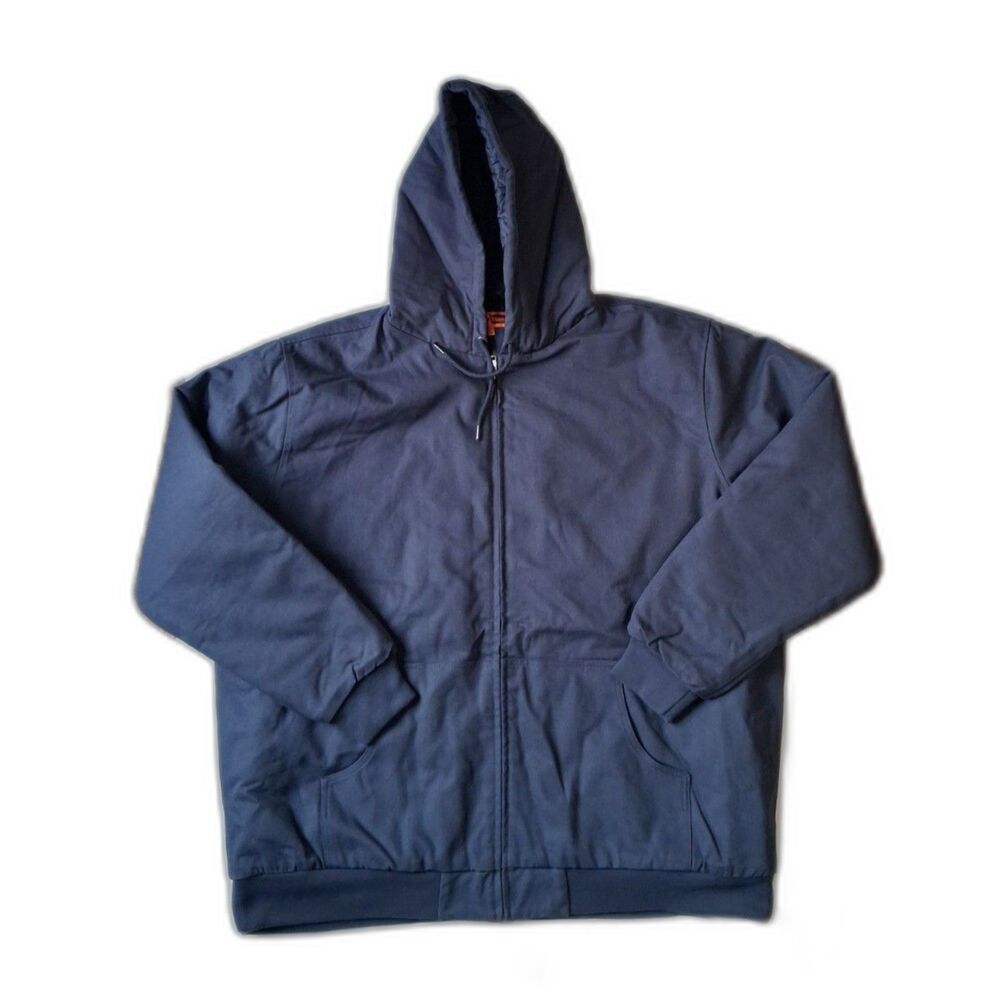 CornerStone Navy Blue Cotton Duck Cloth Hooded Work Jacket Men's 4XLT Tall J763H